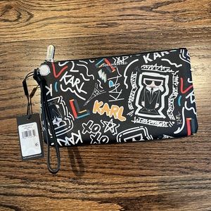 Karl Lagerfeld Paris Maybelle Print Wristlet Pouch, NEW with tags